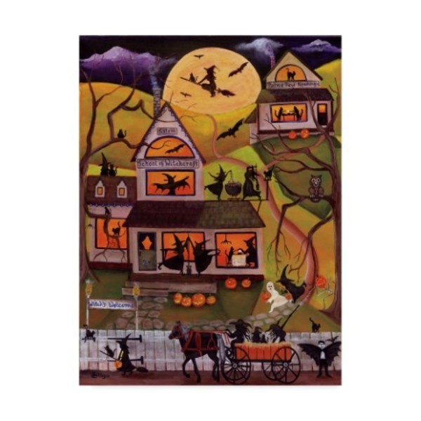 Trademark Fine Art Cheryl Bartley 'Halloween School Of Witchcraft' Canvas Art, 14x19 ALI40983-C1419GG